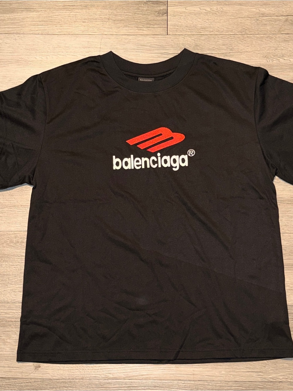 Balenciaga Black Tee with Red Logo